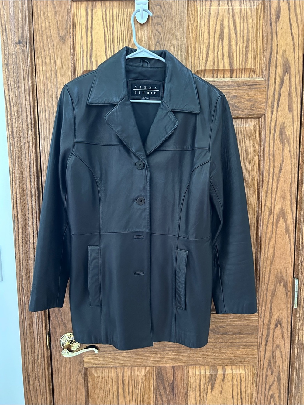 Siena Studio Black Leather Button-Front Jacket